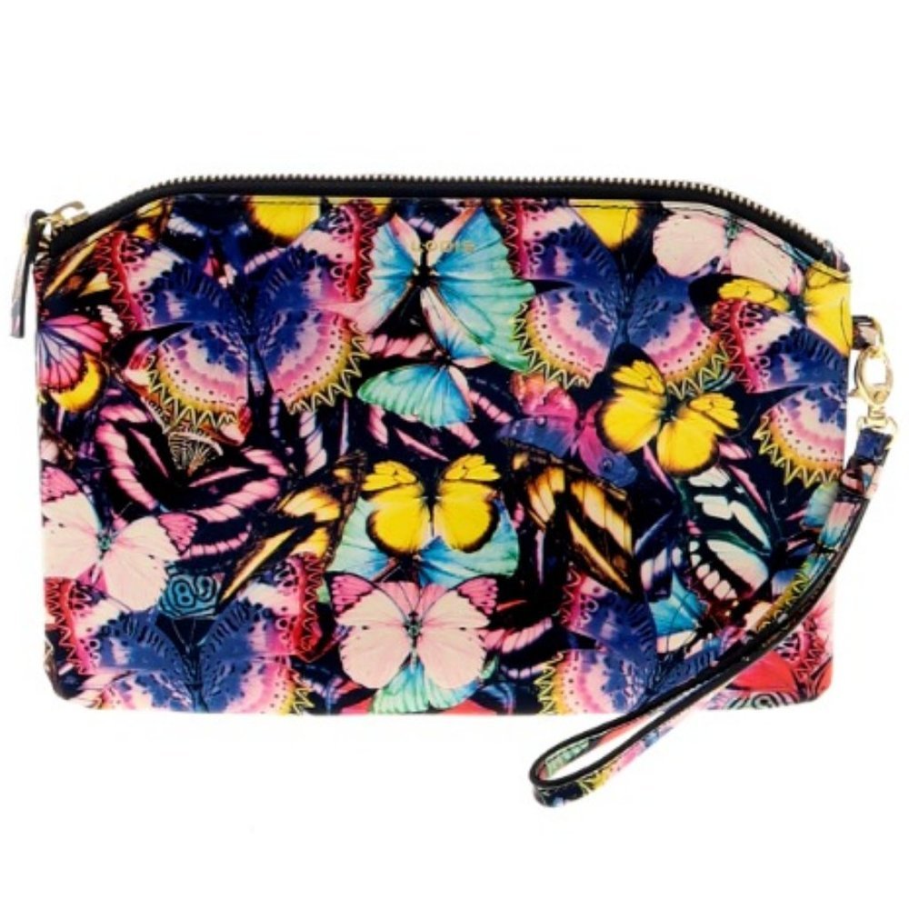 Lodis Butterfly Graphic Print Leather Wristlet